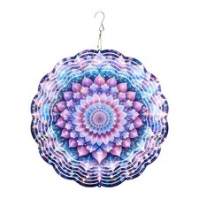 Mandala Flower Wind Chimes 10 x 10 Inch Hanging Garden Decor with Layered Pet...