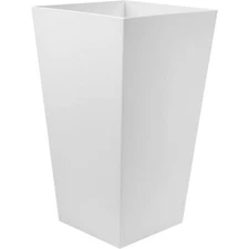 Bloem Finley Tall Outdoor Square Recycled Plastic Pot With Saucer, White, 20"