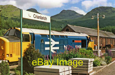 Photo 12x8 Class 37 Diesel on Up train at Crianlarich, 1986 View SE, towar c1986