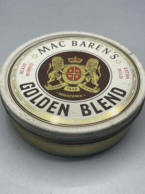 Vtg MAC BAREN'S EXTRA MILD GOLDEN BLEND READY RUBBED TIN, MADE IN DENMARK