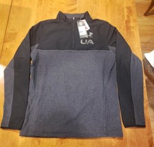 Boys Youth Under Armour Cold Gear Loose Black Sweatshirt 1/4 Zip Size XL