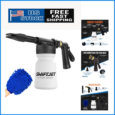 #ad Car Wash Foam Sprayer Gun with Adjustable Pressure amp; Microfiber Mitt Black $79.99