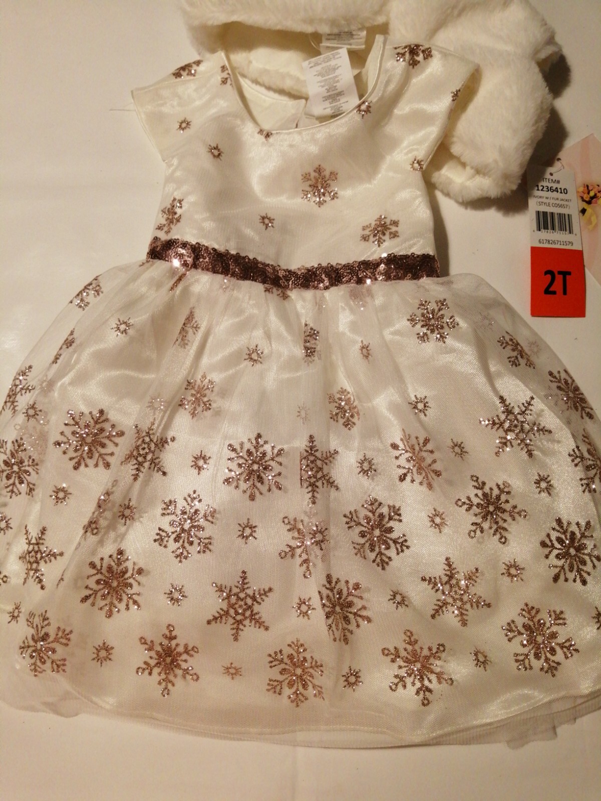 Jona Michelle Ivory Party Dress With Fur Jacket Age 2