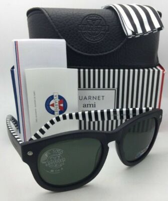 VUARNET+AMI Sunglasses VL 1504 0002 Matte Black-White w/ PX3000 Grey Green Glass