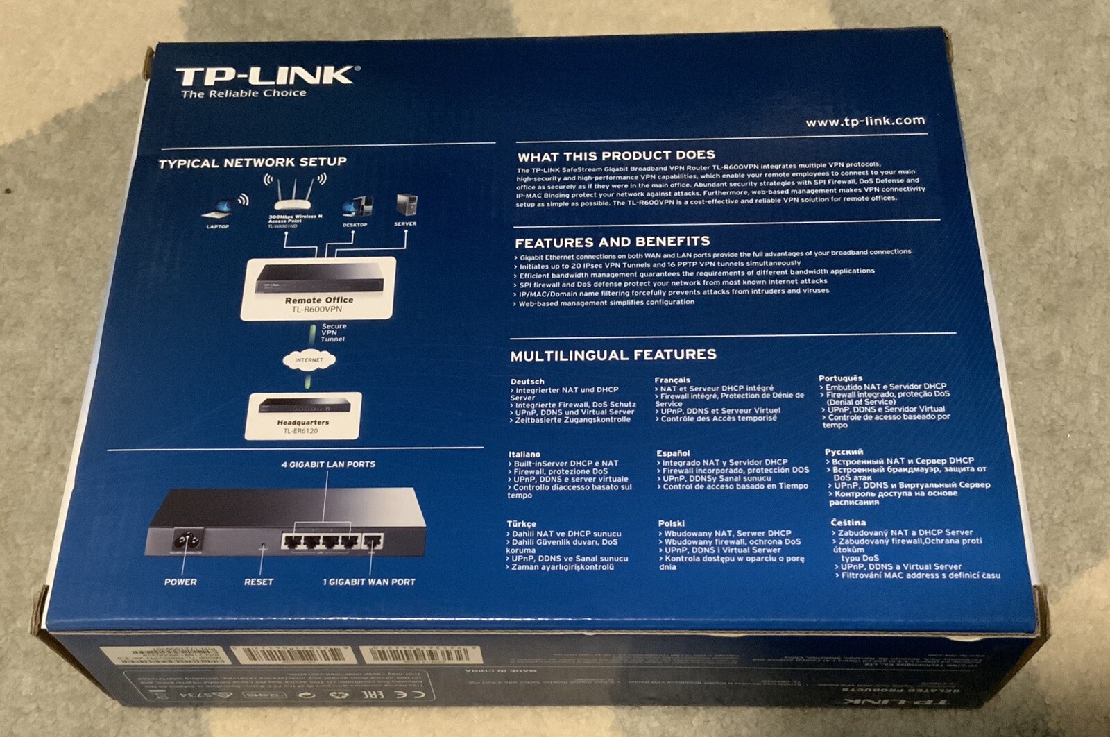 tp-link TL-R600VPN SafeStream GIGABIT MULTI-WAN VPN ROUTER
