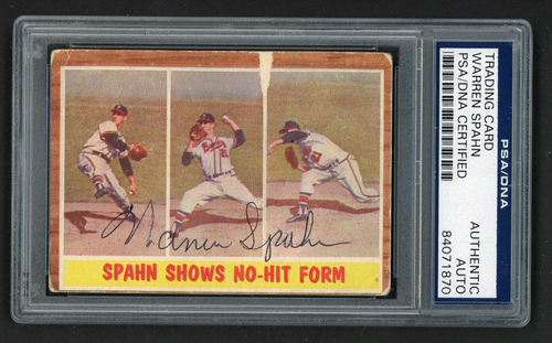 WARREN SPAHN AUTOGRAPHED 1962 Topps #312 PSA Graded Authentic