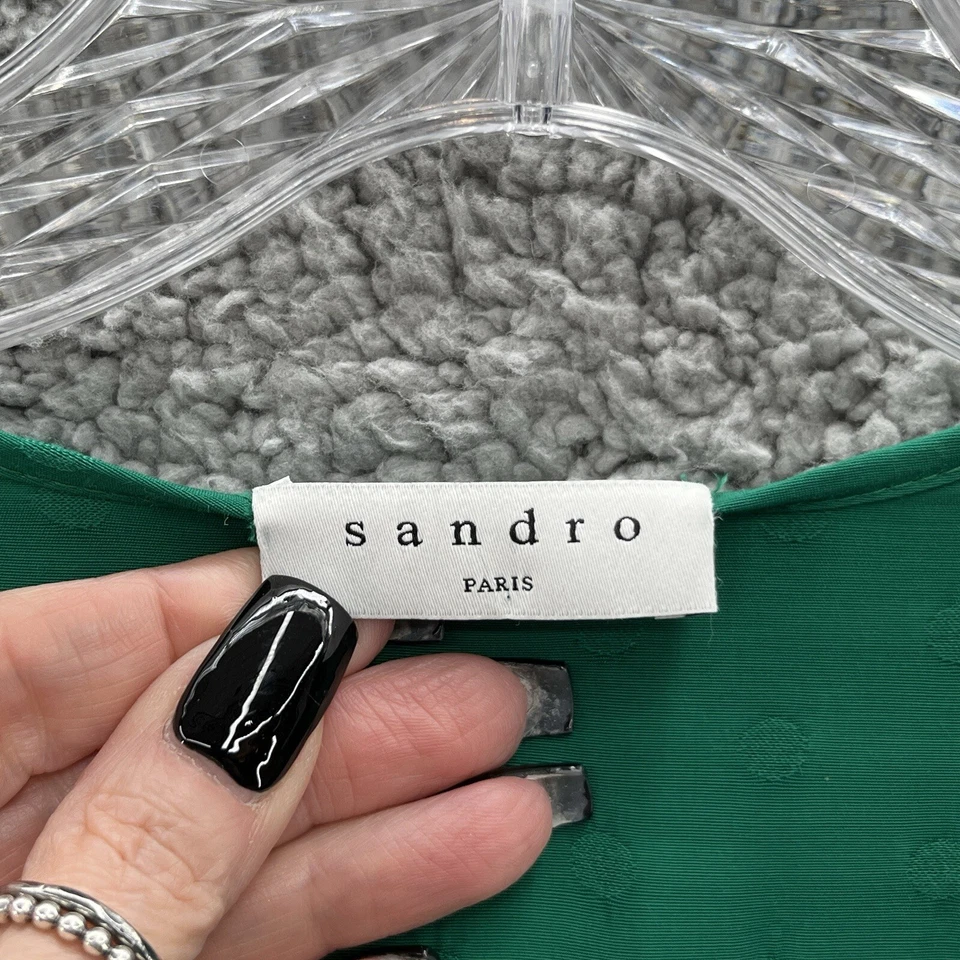 Sandro Paris Dress Women 4 Green Claudia Fit Flare Flowy Flirty Romantic Mini - Image 3 of 4