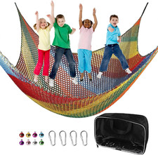 Playground Safety Net 6.5' X 9.8', Double Layers Climbing Cargo Net for Kids, Mu