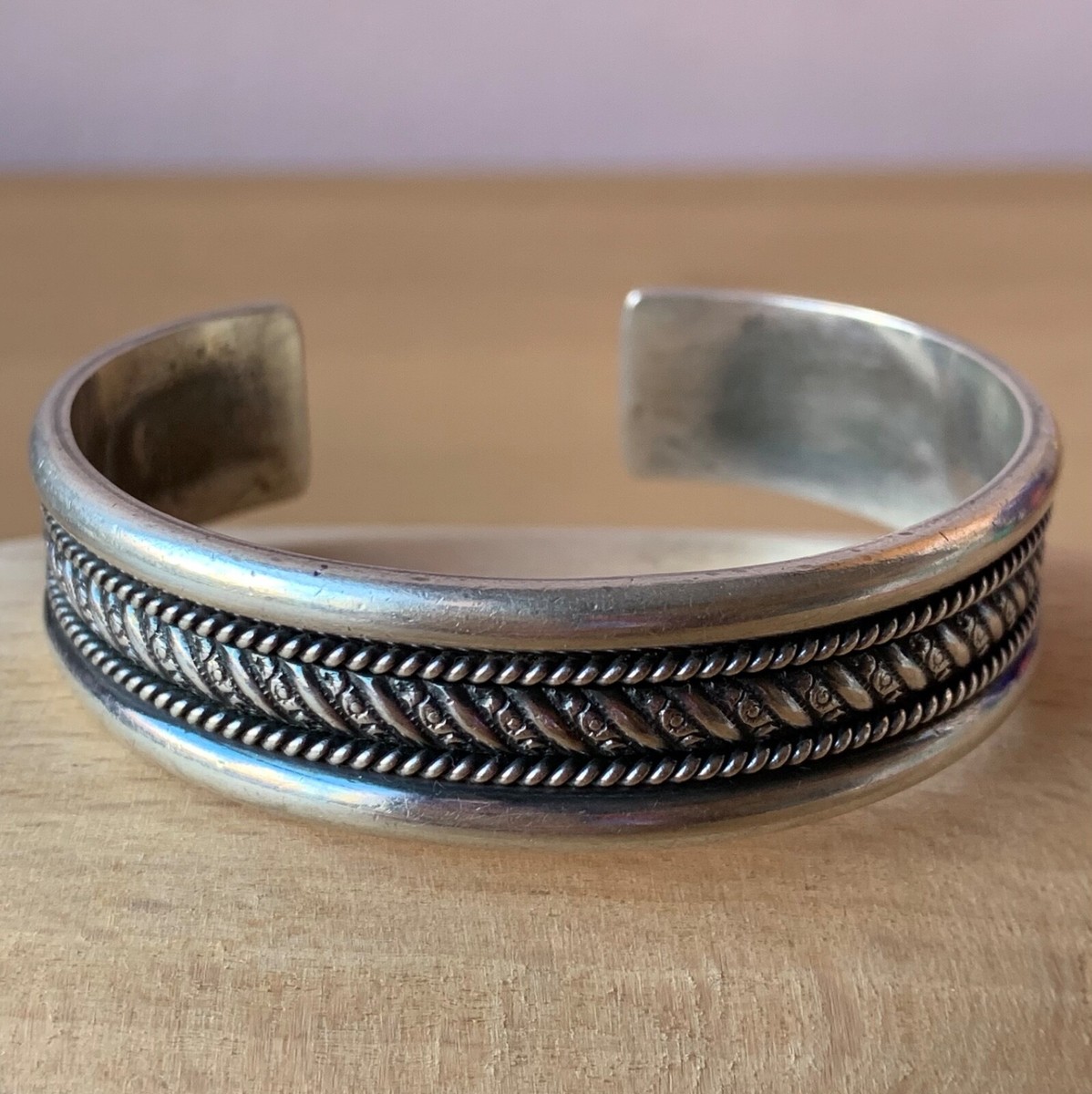 アクセサリー Vintage Silver Heavy Wide Bangle 925 VINTAGE ORNATE WIDE CUFF BANGLE BRACELET 925 STERLING SILVER