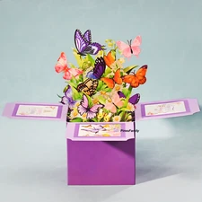 T28-3D Pop Up Butterfly Birthday Box Greeting Card