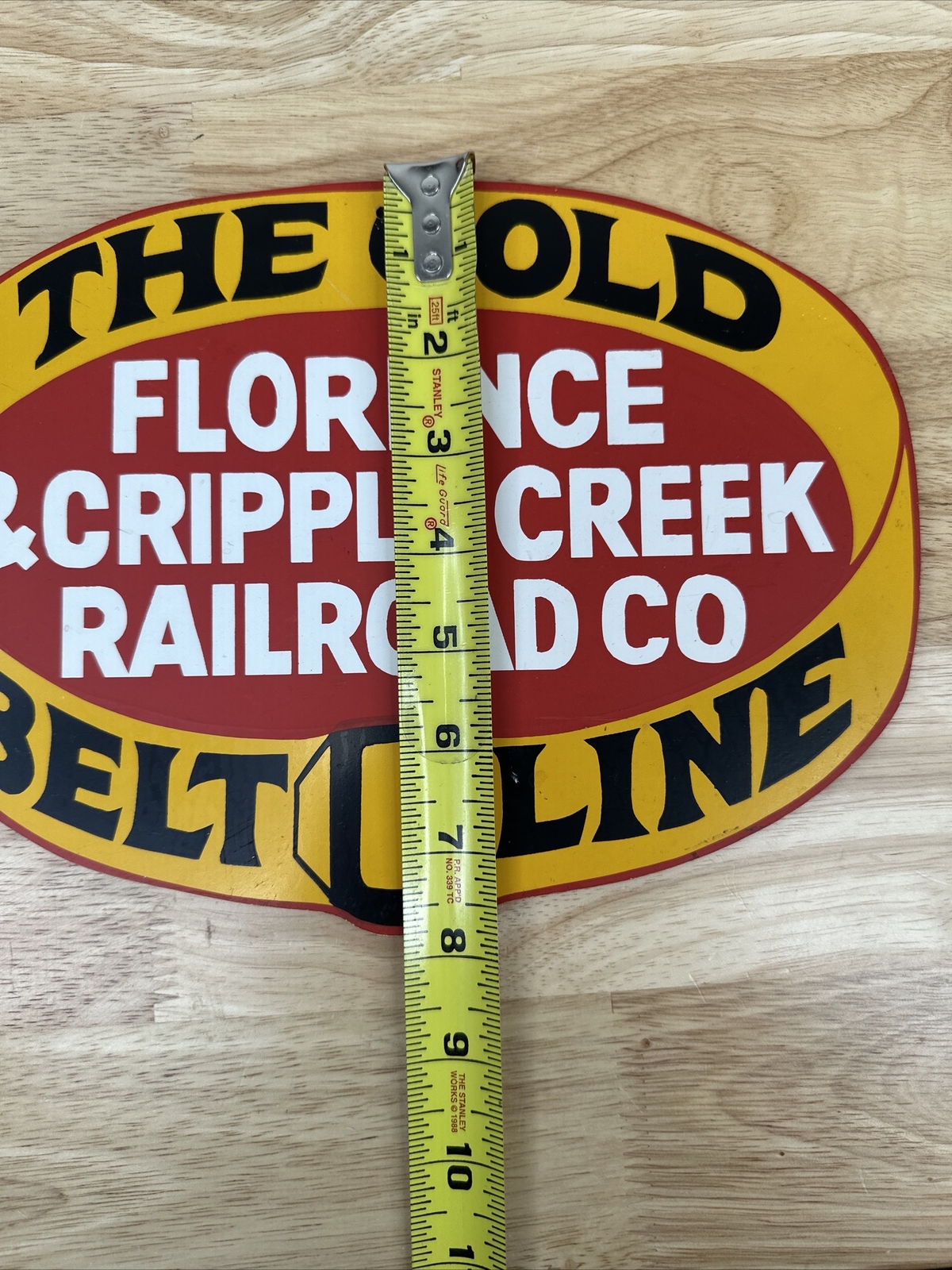 Vtg RAILROAD SIGN The Gold Belt Line Train 10.5” X 7.5” Florence