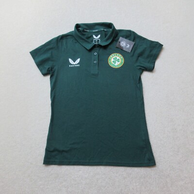 Ireland Football Polo Shirt Womens UK 10 Green Castore Players FC EU 38 NWT