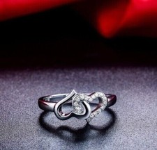 2Ct Round Cut Lab Created Diamond Heart Engagement Ring 14K White Gold Plated