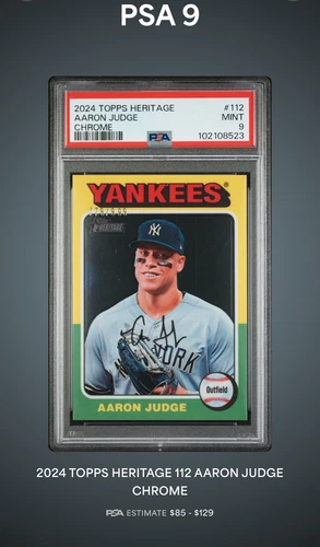 2024 Topps Heritage AARON JUDGE Chrome 562/999 Yankees #112 PSA 9
