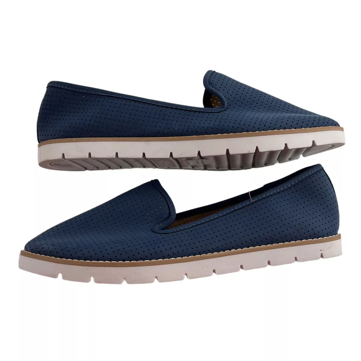 Navy blue slip on shoes womens sale