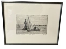 Original Etching – Signed Pencil Artwork – "Buoy and Sailboat" –15¼" x 12"
