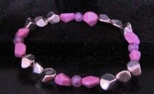 Purple  Silver-colored Metallic Stretch Bracelet