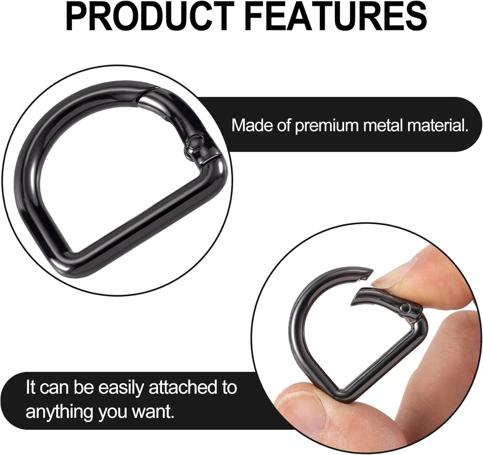 D Ring Spring Key Hooks Keyring Clip Buckles Clasp Clamps for Belt Backpacks Han - Image 3 of 4