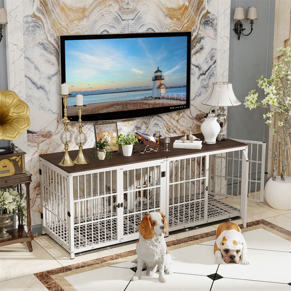 XL Heavy Duty Dog Crate Pet Kennel Cage TV Stand End Side Table