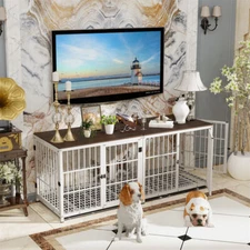 XL Heavy Duty Dog Crate Pet Kennel Cage TV Stand End Side Table Living Room Deco