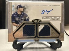 2024 Topps Tier One Shane McClanahan Dual Patch Relic Autograph /99 Auto TB Rays