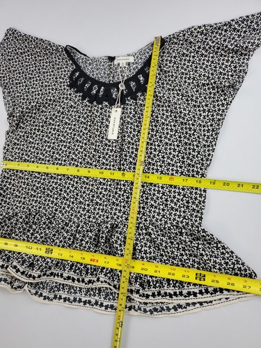 Max Studio blouse top shirt womens XS A711D33 IVBKSHPY black white $98 ladies - Picture 3 of 9