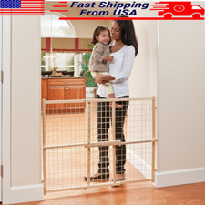 Baby Pet Safety Gate 32" Tall 31-50" Wide Walk Thru Fence Security Door Lock New