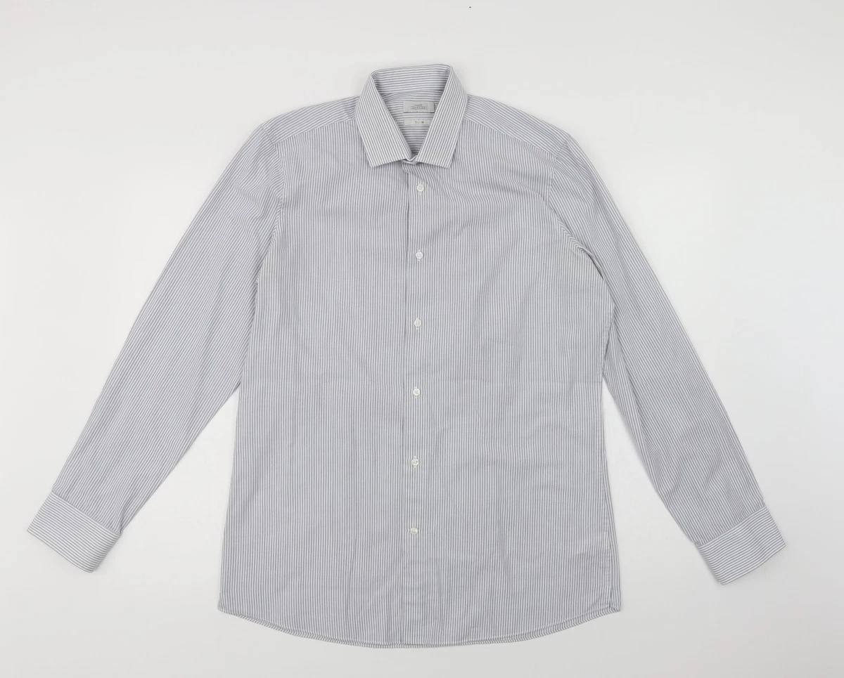 Mens grey top striped dress shirt