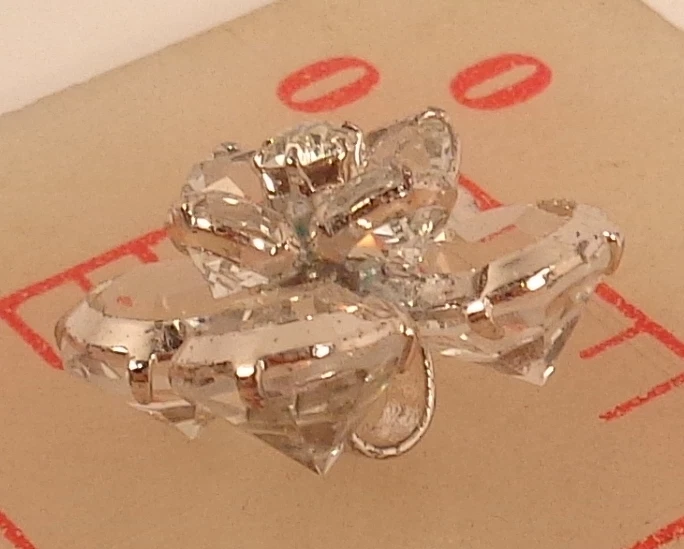 4 Multi Layer 3/4" Silver Rhinestone Czech Shank Buttons 3-D Flower Design #516 - Image 4 of 4