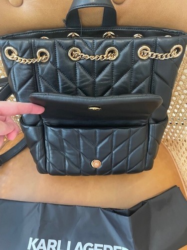 NWT KARL LAGERFELD PARIS Lafyette Small Quilted Leather Backpack - Picture 9 of 10