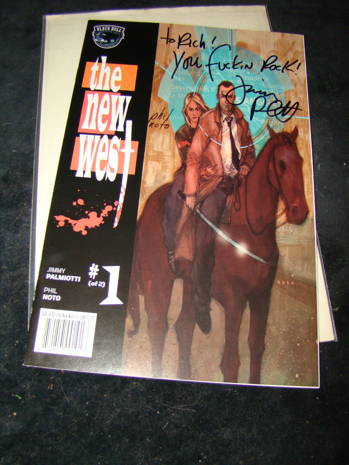 THE NEW WEST Black Bull Comic Book #1 Signed Jimmy Palmiotti~Phil Noto