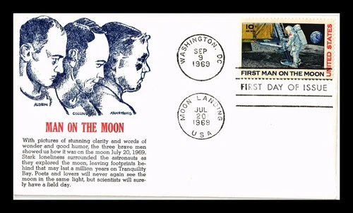 US COVER FIRST MAN ON MOON SPACE FDC ASTRONAUTS ALDRIN COLLINS ARMSTRONG