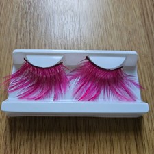 Smiffys Fever Pink Feather Plume False Eyelashes Dramatic Costume Fancy Dress