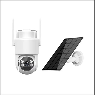 4G LTE Solar Security Camera Outdoor Wireless Battery 32GB SD Card White