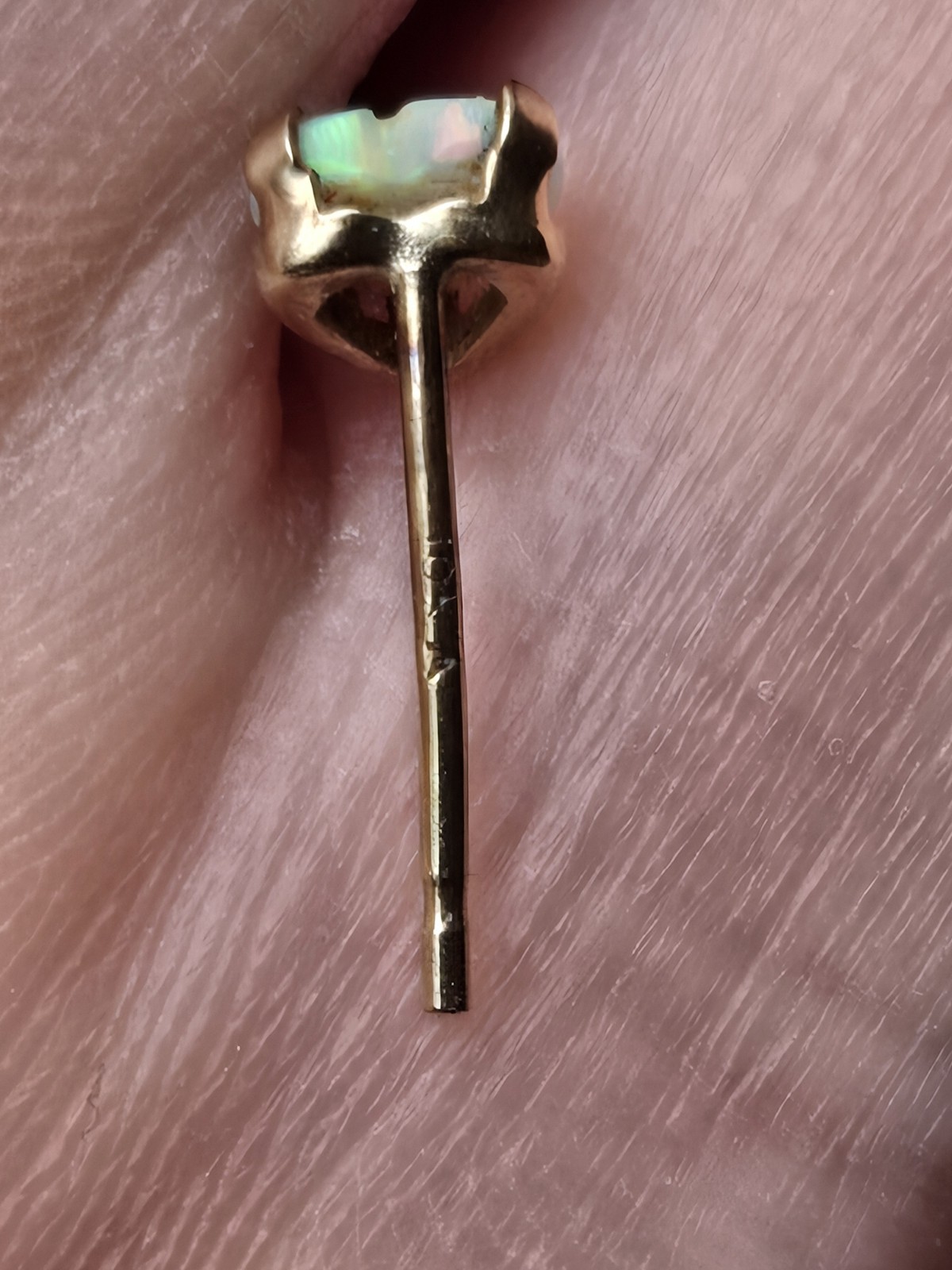 10K Solid Yellow Gold Single Earring With Opal in… - image 6