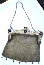 RARE ANTIQUE GERMAN SILVER MESH EVENING PURSE SIGNED GERMAN JWR SILVER