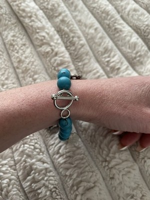 Damen Armband blau Perlen mit silbernen Charms 