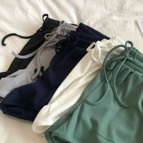 Casual Womens Ice Silk Ribbed Wide Leg Sweat Shorts for Everyday Summer Activity - Picture 4 of 28