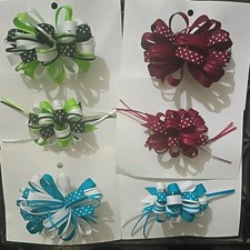 Hair Bow Spring Clip Barrettes Lot of 6 set 3