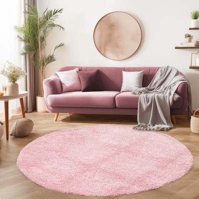 Einfarbig Hochflor Runder Teppich Wohnzimmer Shaggy versch. farben und größen