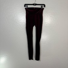 Spanx Pants Womens Small Burgundy Velvet High Rise Shaping Slimming Leggings