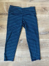 Athleta Striped Ankle Leggings XS Navy Blue Polyester Spandex Women