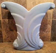 Vintage Abingdon Art Deco 9" Vase Blue Flared Scroll USA Made #513 Decor #2