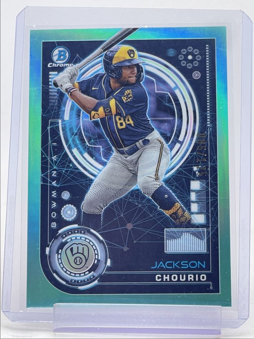 JACKSON CHOURIO 2024 BOWMAN CHROME AI AQUA REFRACTOR BREWERS /125 Q5925