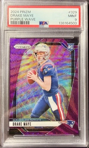 2024 Prizm Drake Maye Rookie Purple Wave /99 PSA MINT 9🔥🔥🔥