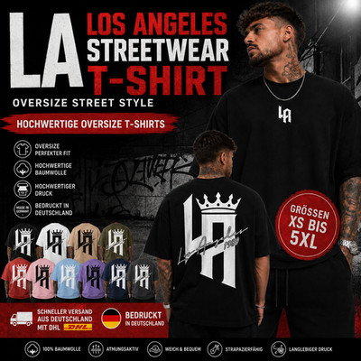 LA Los Angeles 1989 Oversize Shirt Herren Streetwear Fashion Baumwolle bis 5XL