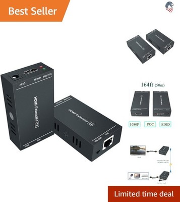 HDMI Extender Over Ethernet 1080P 60Hz 3D 164ft Cat6 Compatible HD Video Tran...