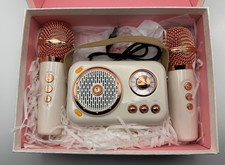 AISOMEX B152 Portable Bluetooth Speakers with 2 Microphones Karaoke Machine Pink