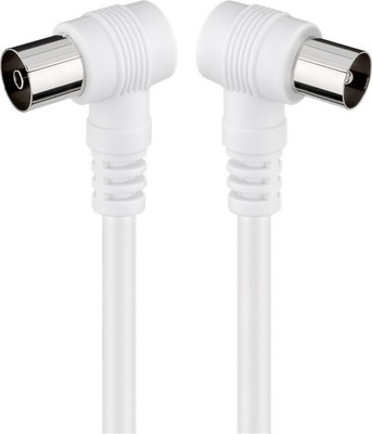 Antennenkabel 5m TV Kabel Fernsehkabel gewinkelt 70 dB doppelt geschirmt weiß 