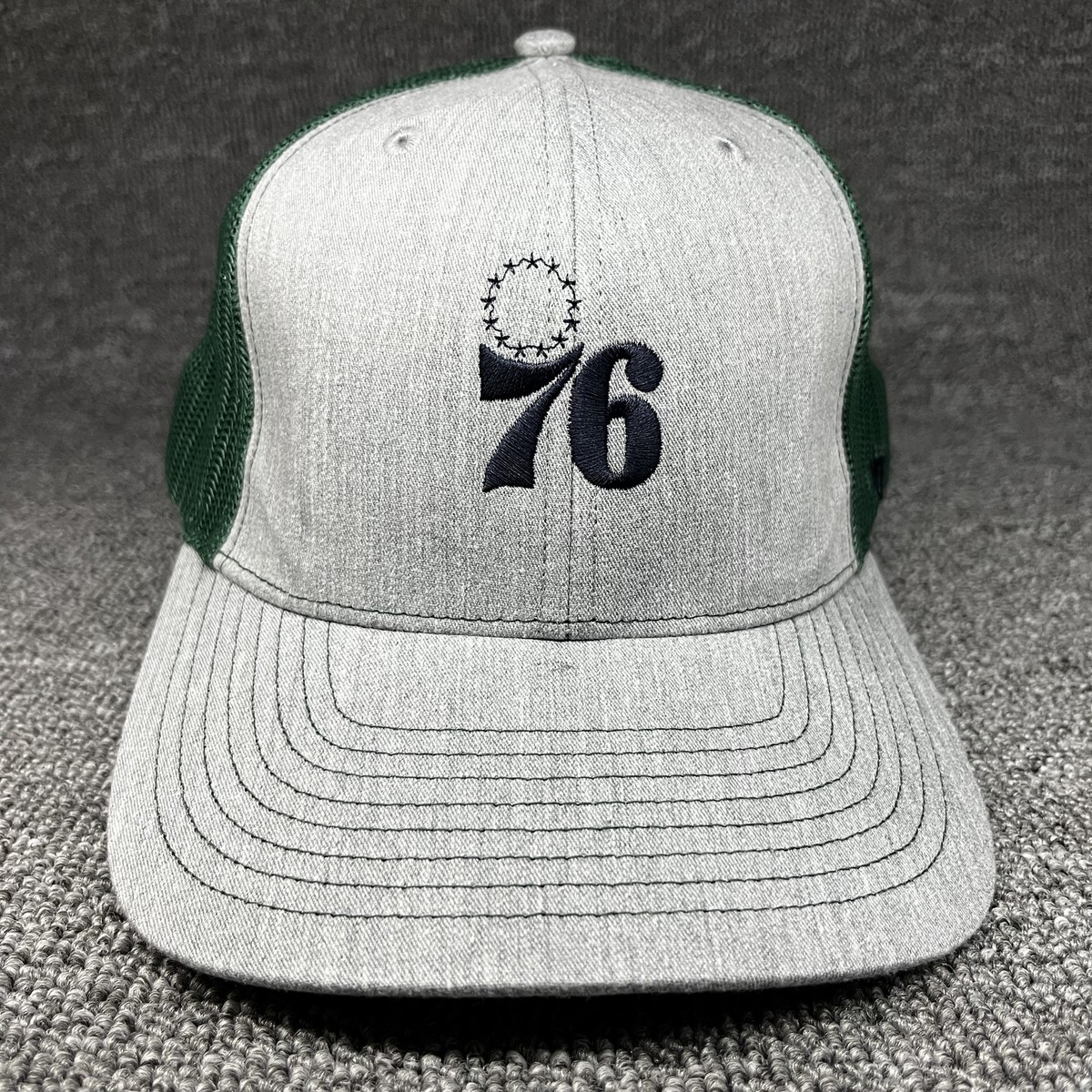 '47 Brand Philadelphia 76ers Trucker Snapback Hat Gray Green Mesh